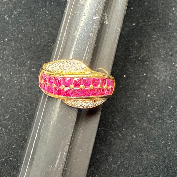 Diamond Invisible set Princess Ruby Ring
